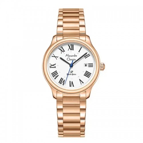 Alexandre Christie AC 1042 Rosegold White Steel Lady LDFRGSL